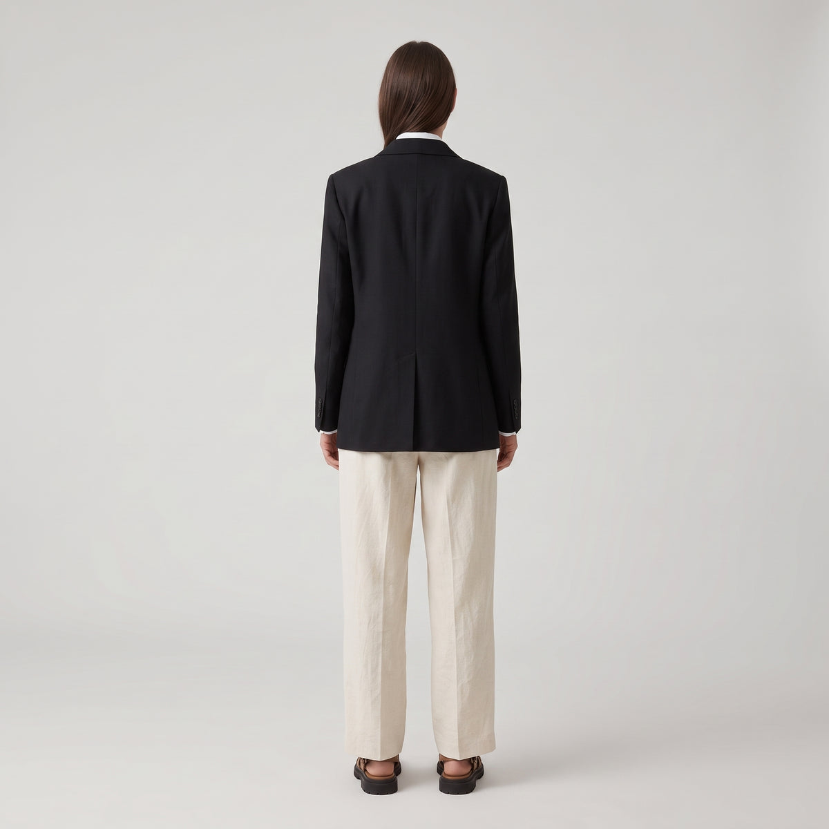 Pleated Cream Linen Trousers