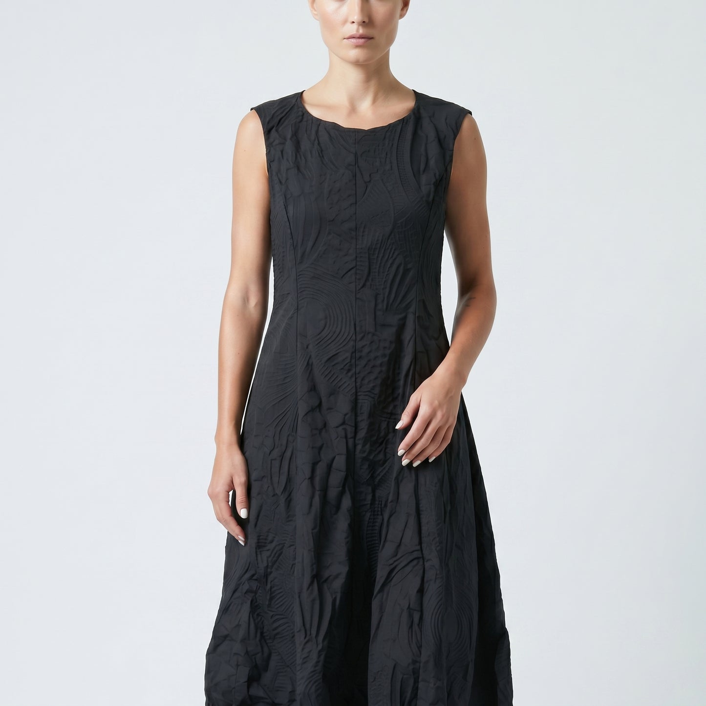 Textured Sleeveless Balloon Dress