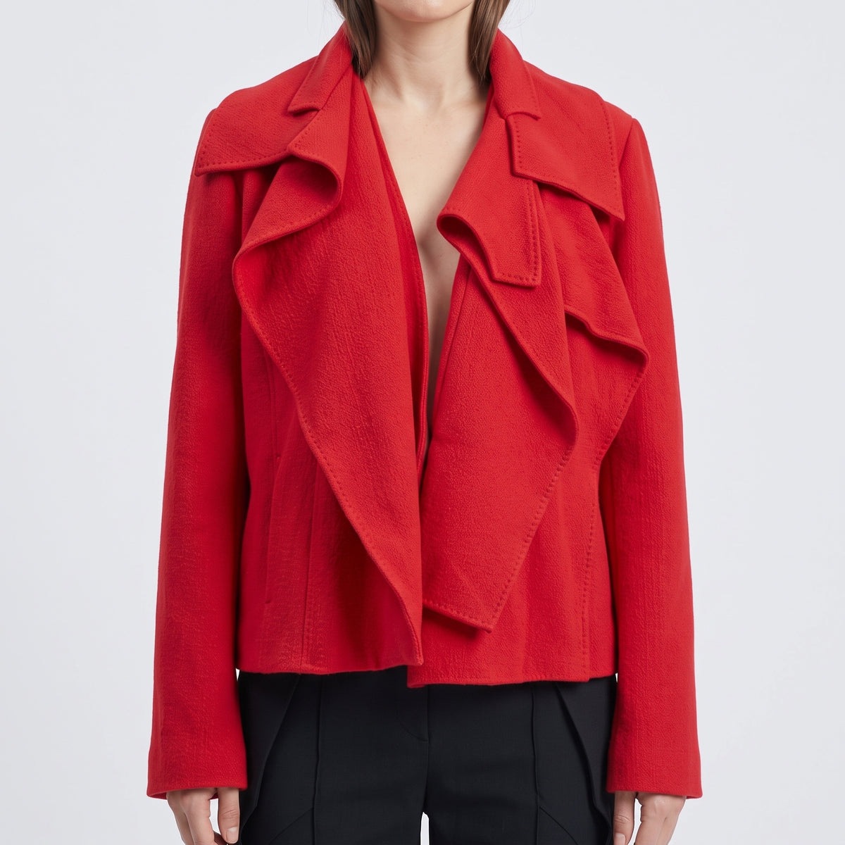 Structured Red Ruffle Jacket