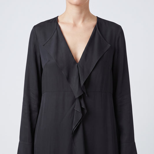 Black Ruffled Lapel Coat