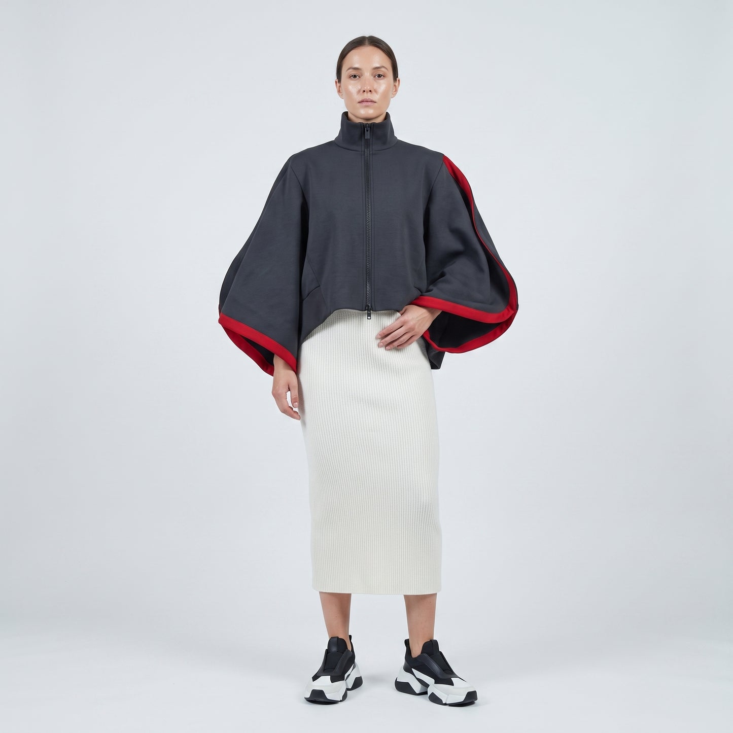Architectural Zip-Front Cropped Jacket