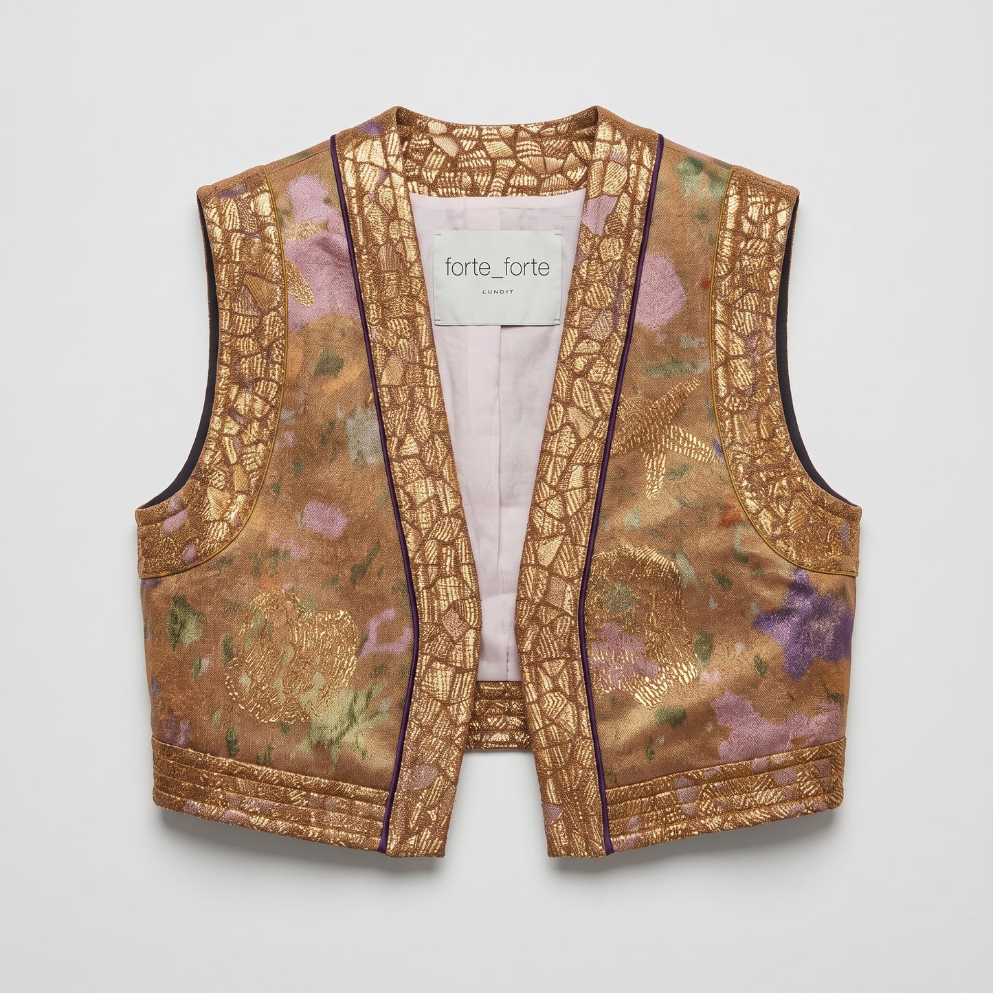 Metallic Floral Brocade Vest