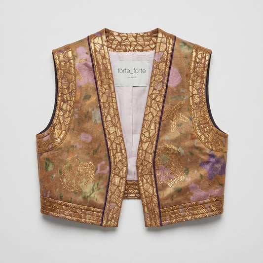 Metallic Floral Brocade Vest