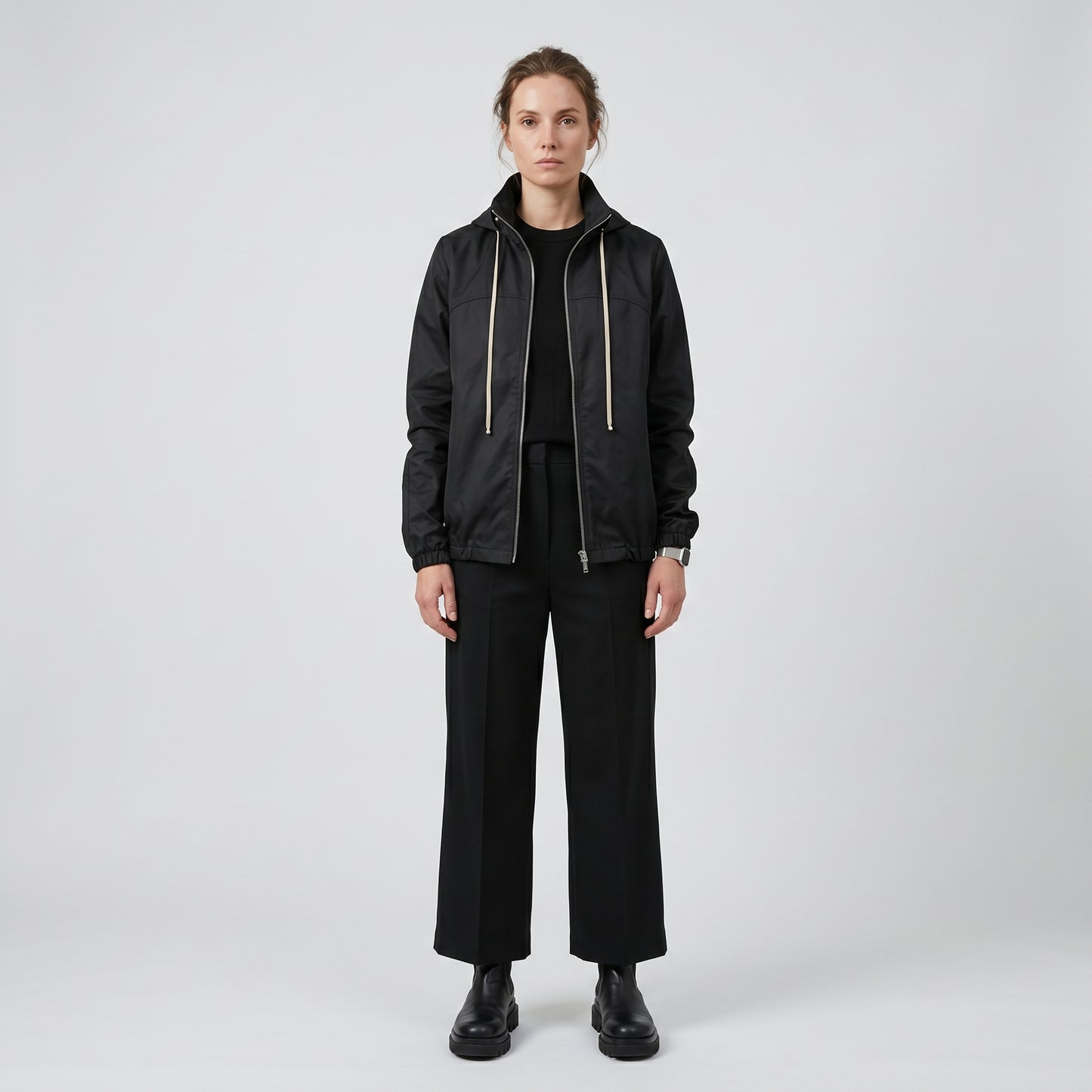 Minimalist Black Hooded Jacket