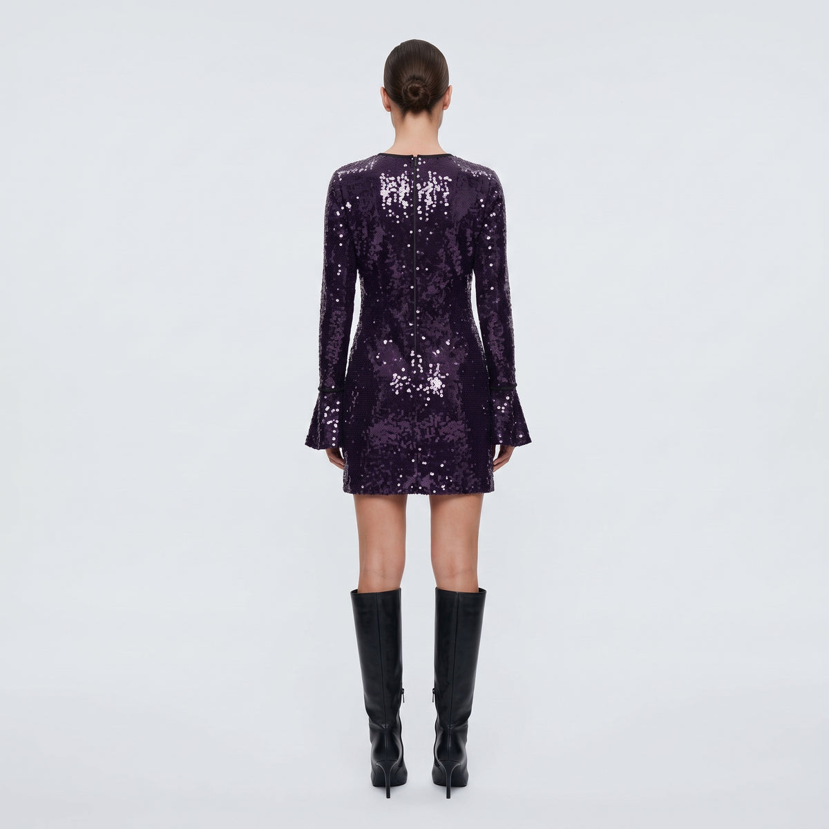 Sequin Embellished Purple Mini Dress