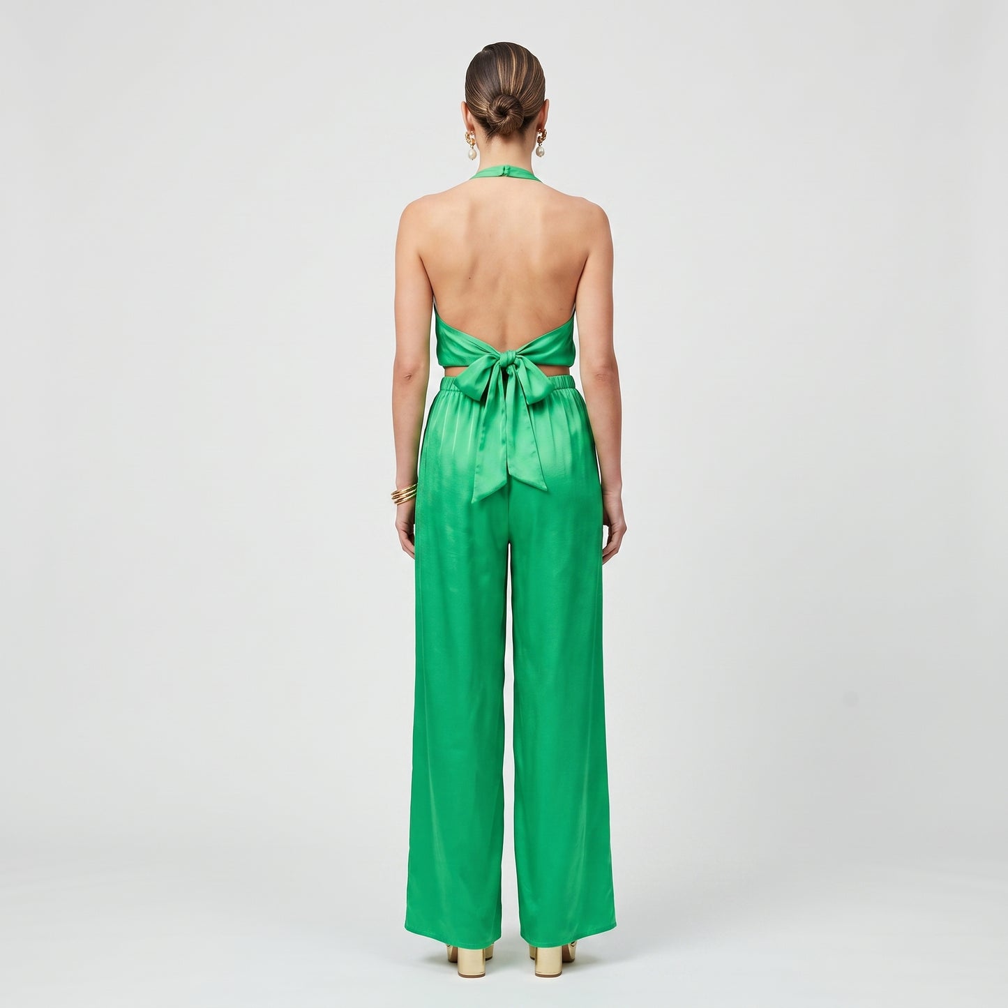 Emerald Silk Halter Jumpsuit