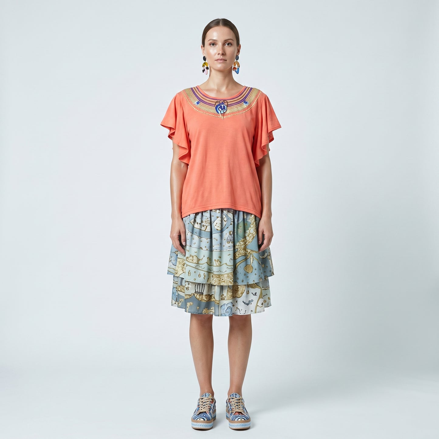 Embellished Flutter Sleeve Top