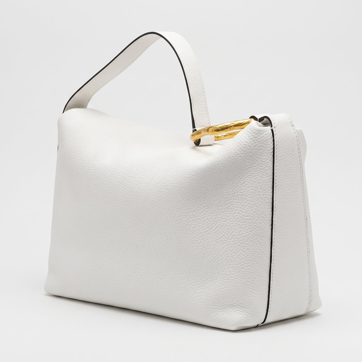 Sculptural Detail Leather Shoulder Bag