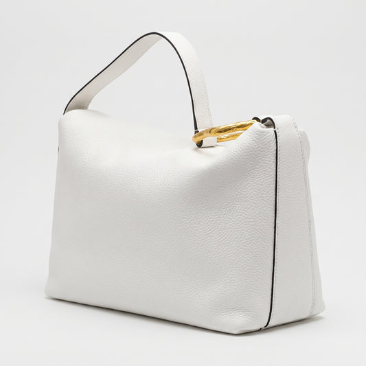 Sculptural Detail Leather Shoulder Bag