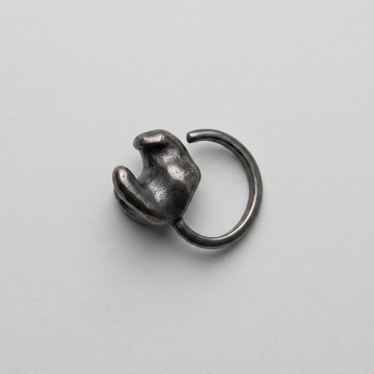 Sculptural Oxidized Silver Ring