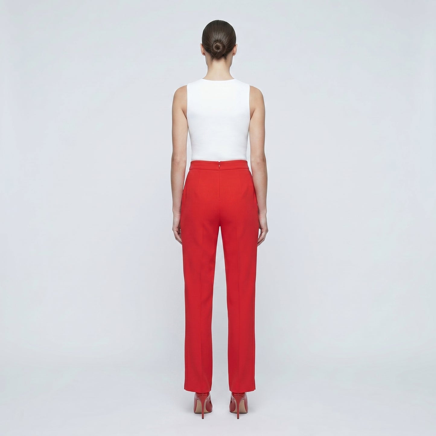 Vibrant Red Split-Hem Trousers