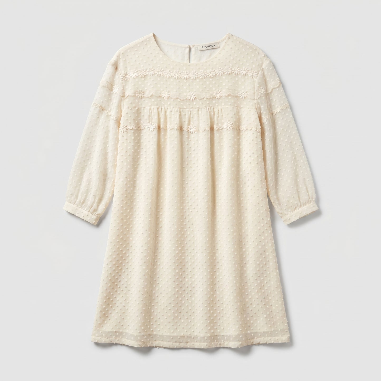 Embroidered Swiss Dot Shift Dress