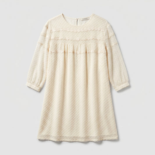 Embroidered Swiss Dot Shift Dress