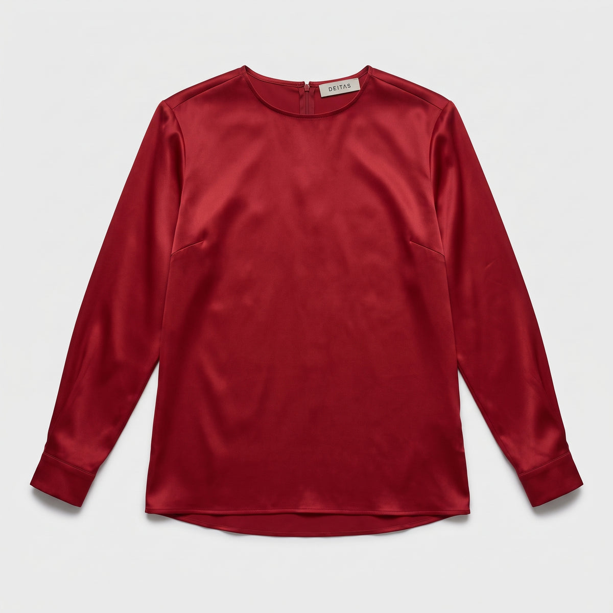 Crimson Stretch Silk Satin Blouse