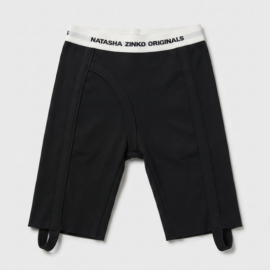 Ribbed Logo Waist Biker Shorts