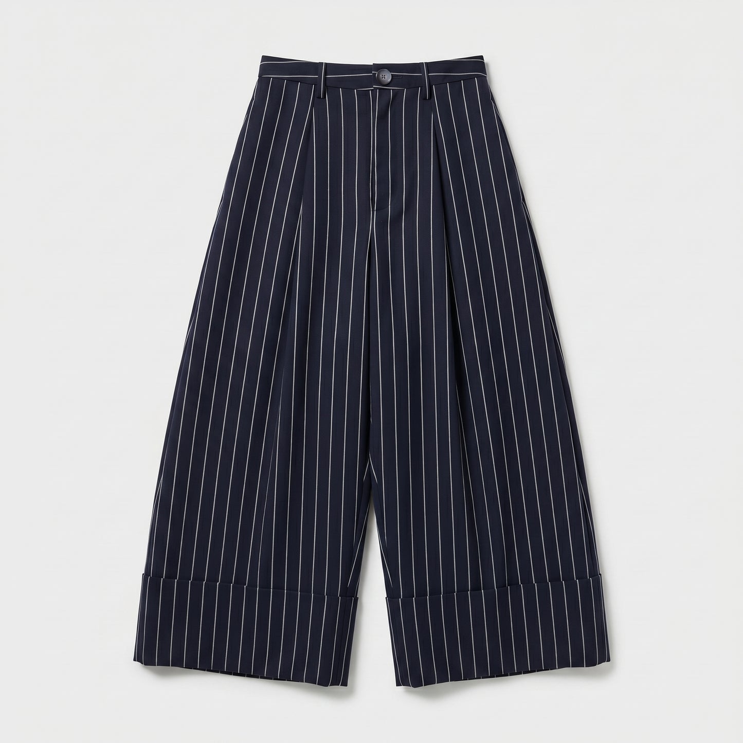 Pinstripe Pleated Wide Leg Trousers