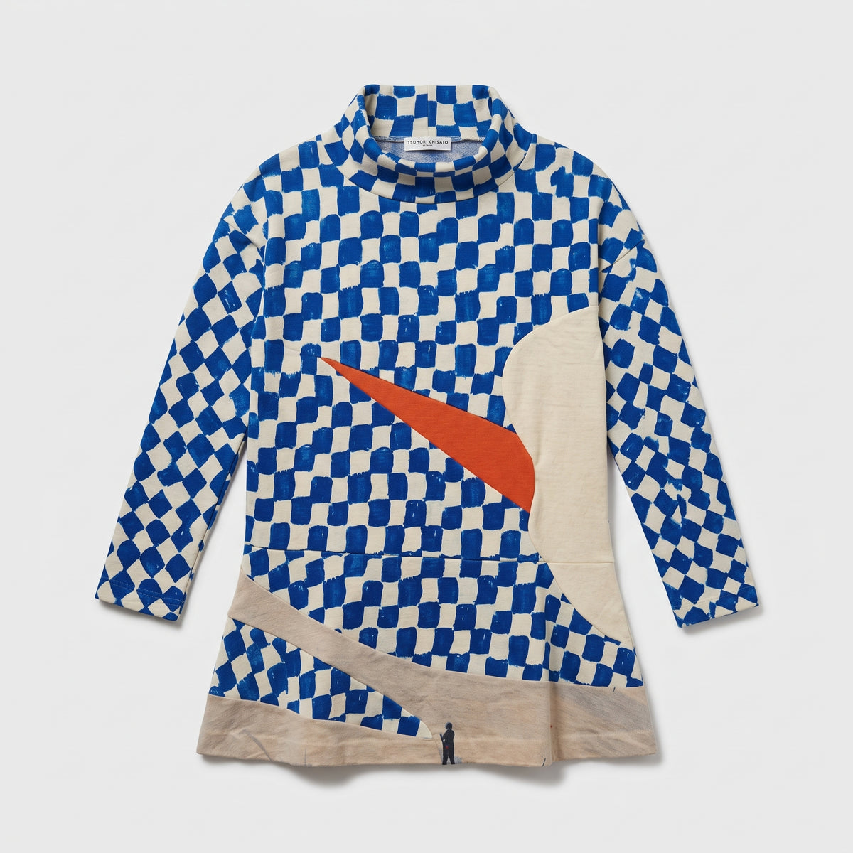Graphic Check Print Mockneck Top