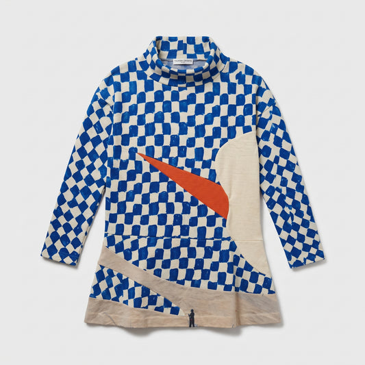 Graphic Check Print Mockneck Top