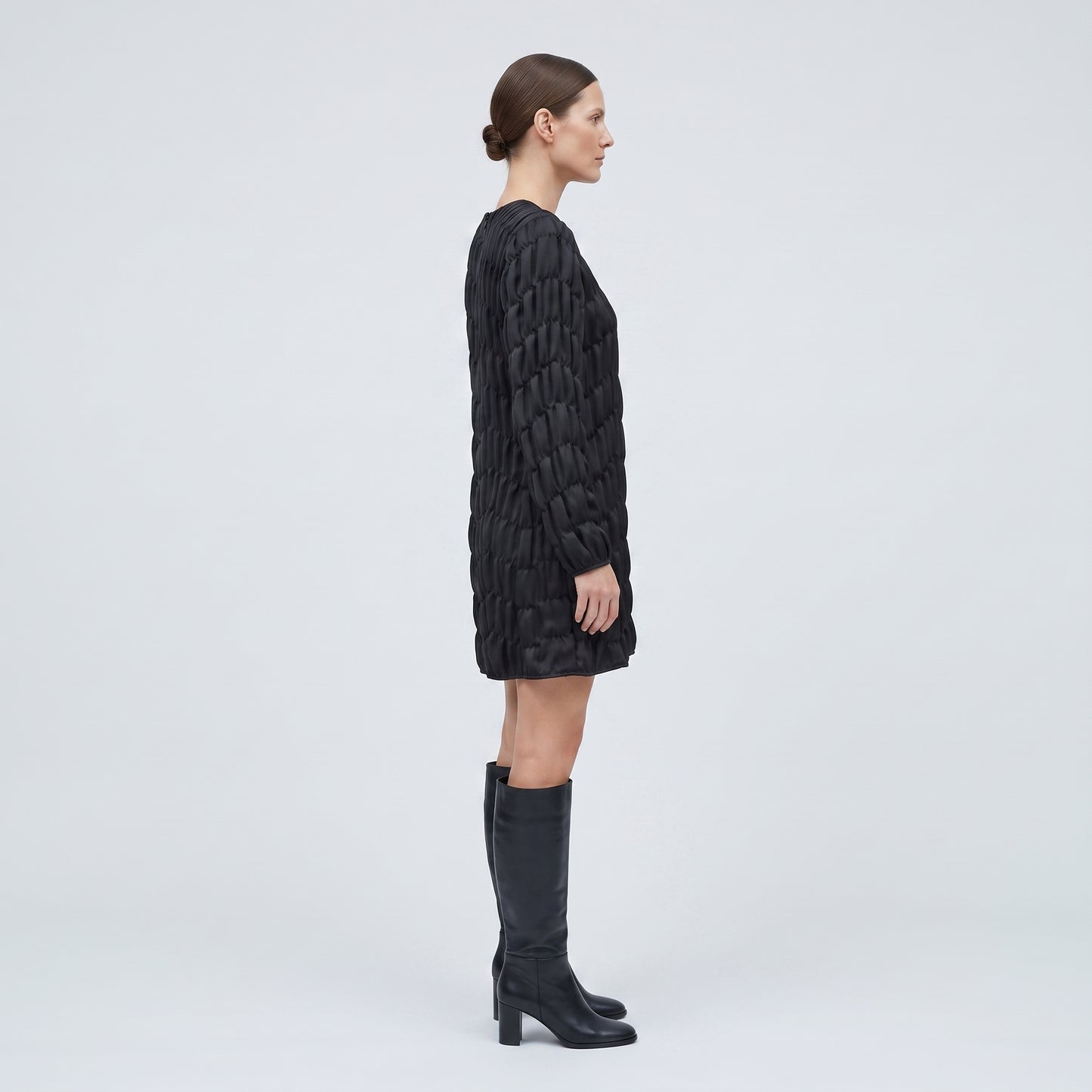 Textured Black Long Sleeve Top