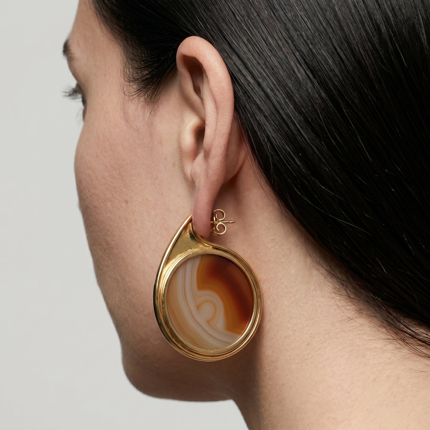 Teardrop Agate Gold Hoop Earrings