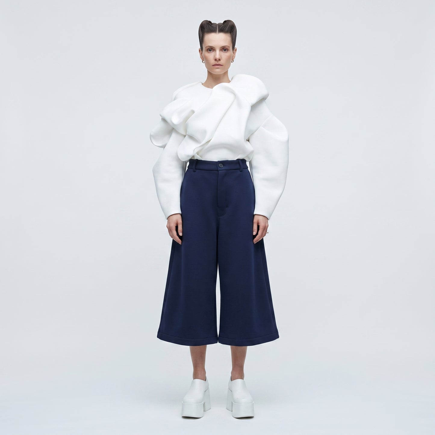Tailored Navy Culotte Shorts