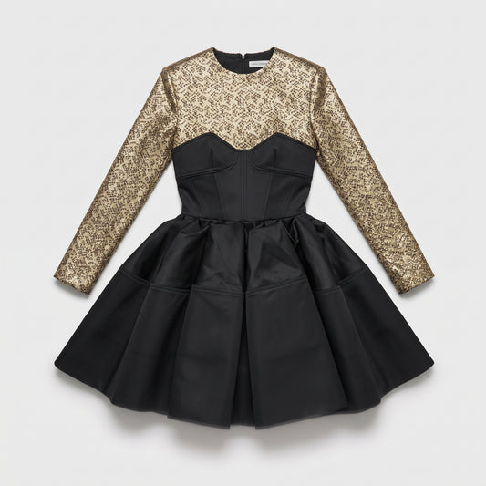 Metallic Sequin Corset Mini Dress