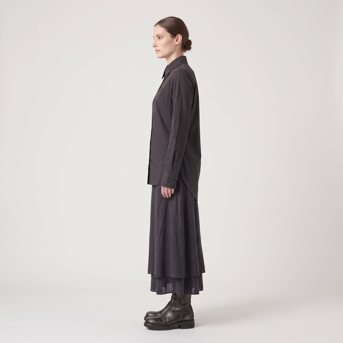 Asymmetric Hem Tailored Black Shirt