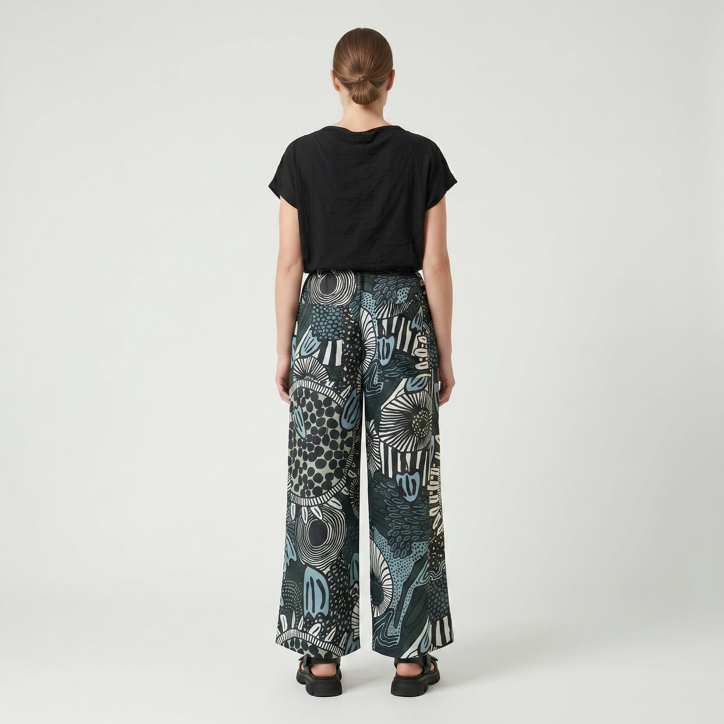 Abstract Print Wide Leg Trousers