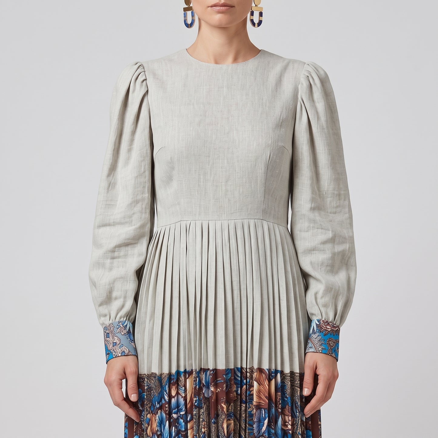 Floral Print Pleated Midi Dress