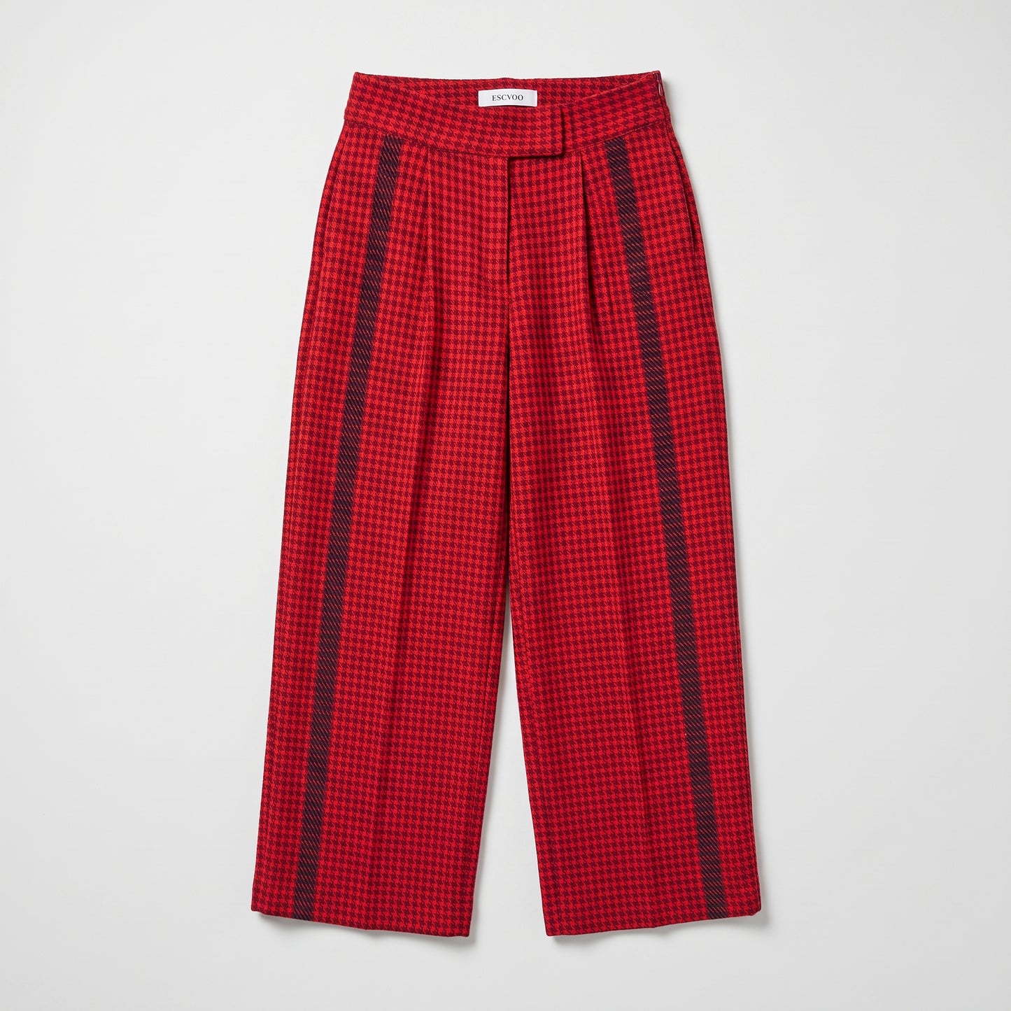 Tailored Red Houndstooth Trousers