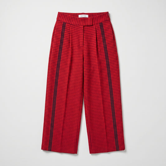 Tailored Red Houndstooth Trousers