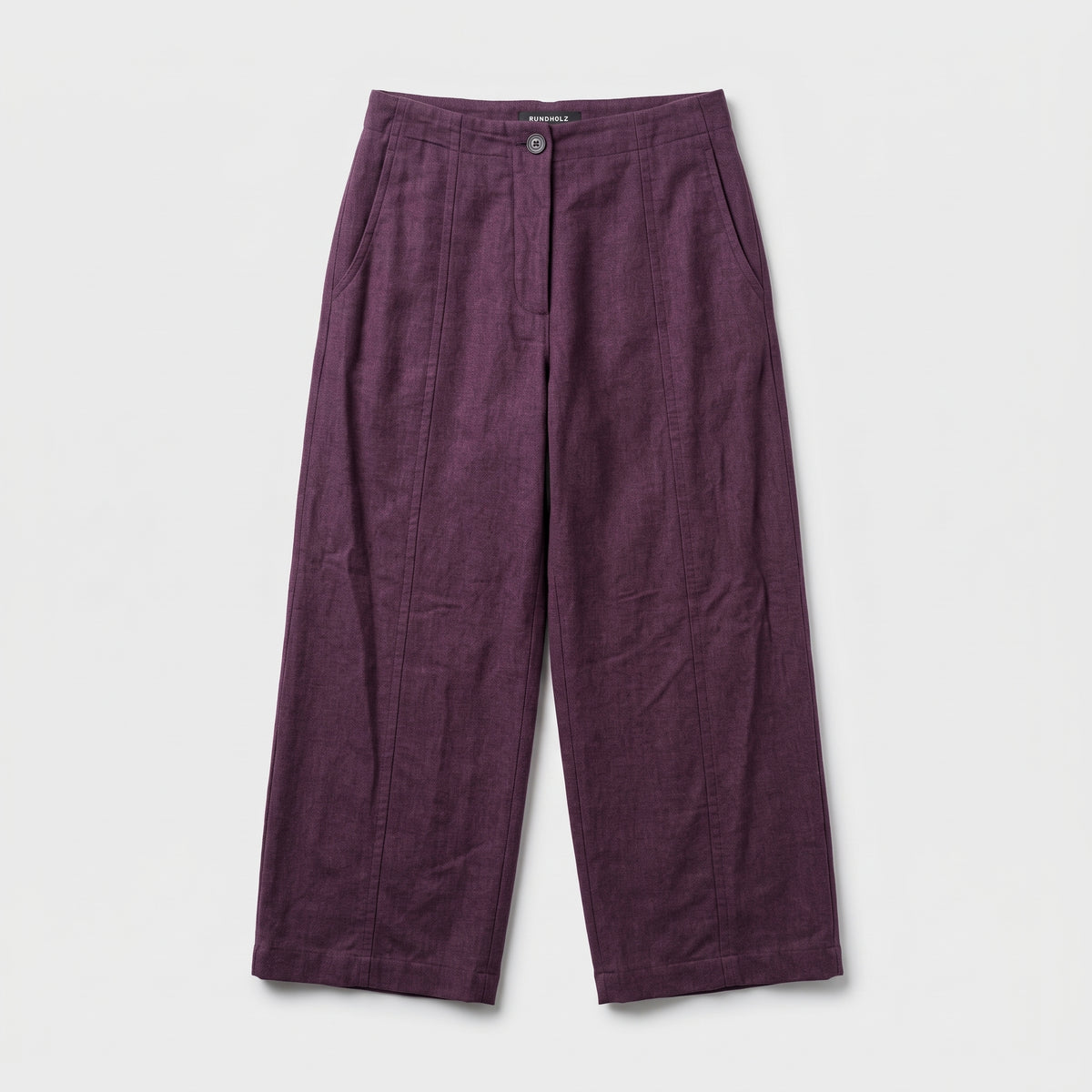 Deep Purple Linen Cropped Trousers