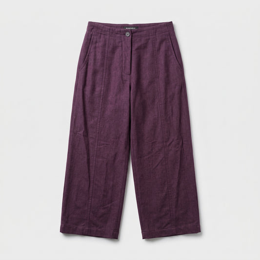 Deep Purple Linen Cropped Trousers