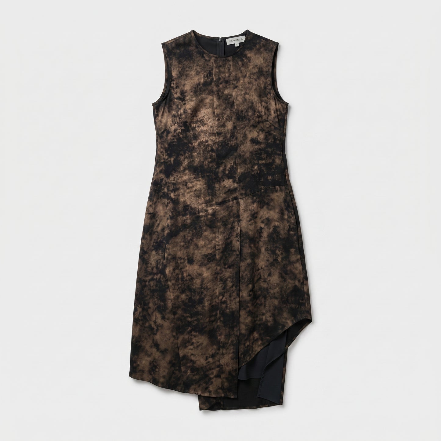 Abstract Print Asymmetric Midi Dress
