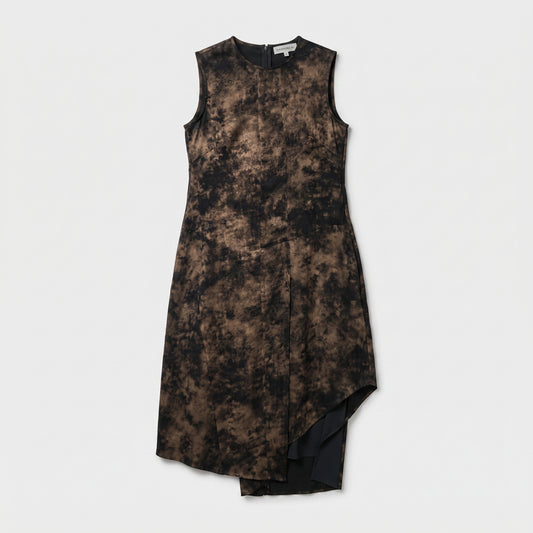 Abstract Print Asymmetric Midi Dress