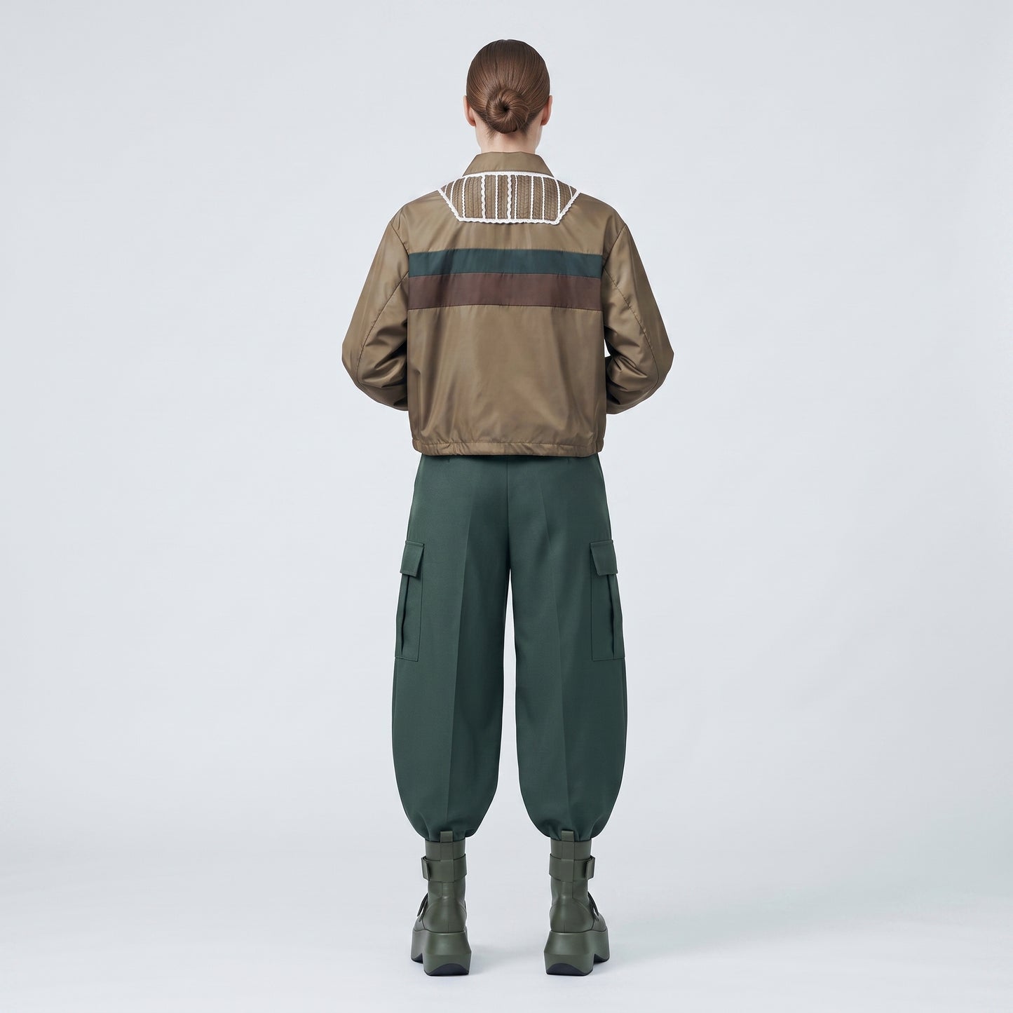 Chevron Lace-Trimmed Technical Jacket
