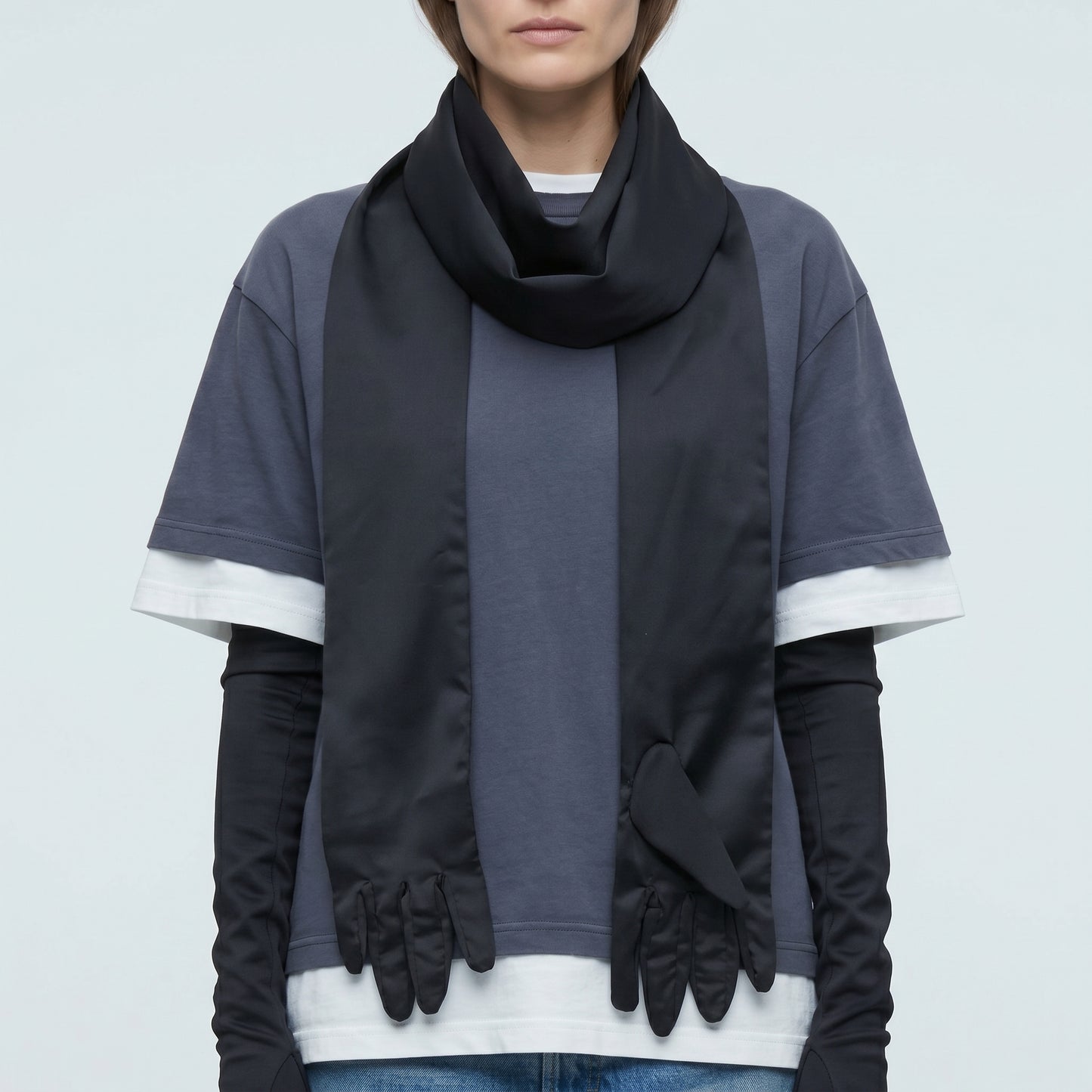 Elegant Satin Glove Scarf
