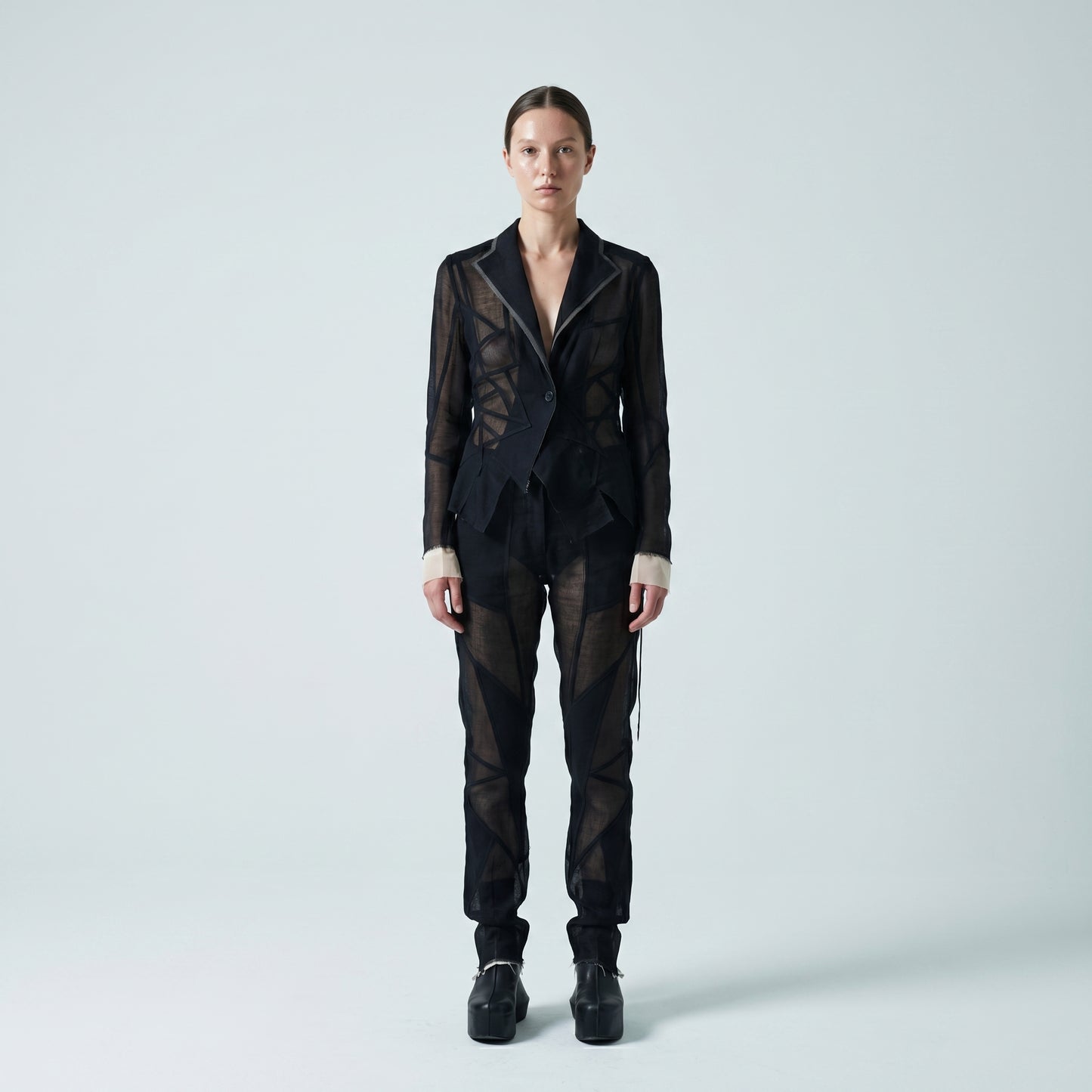Sheer Geometric Panelled Blazer