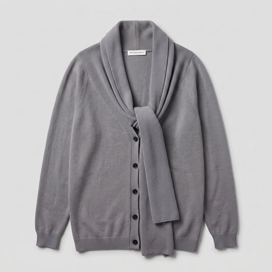 Grey Shawl Collar Cardigan
