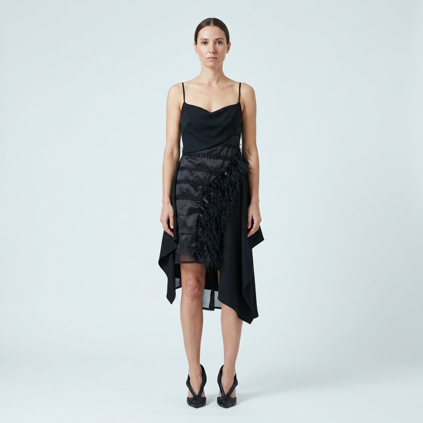 Embellished Feather Cocktail Dress
