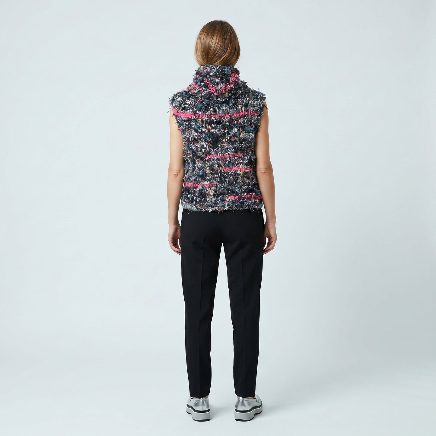 Multi Textured Knit Turtleneck Vest