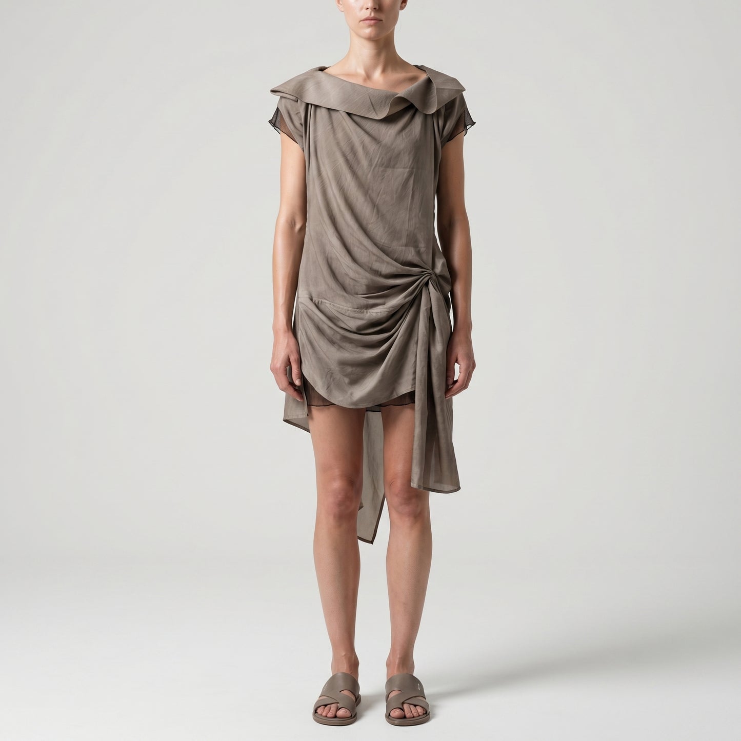 Draped Asymmetric Knot Sleeveless Top