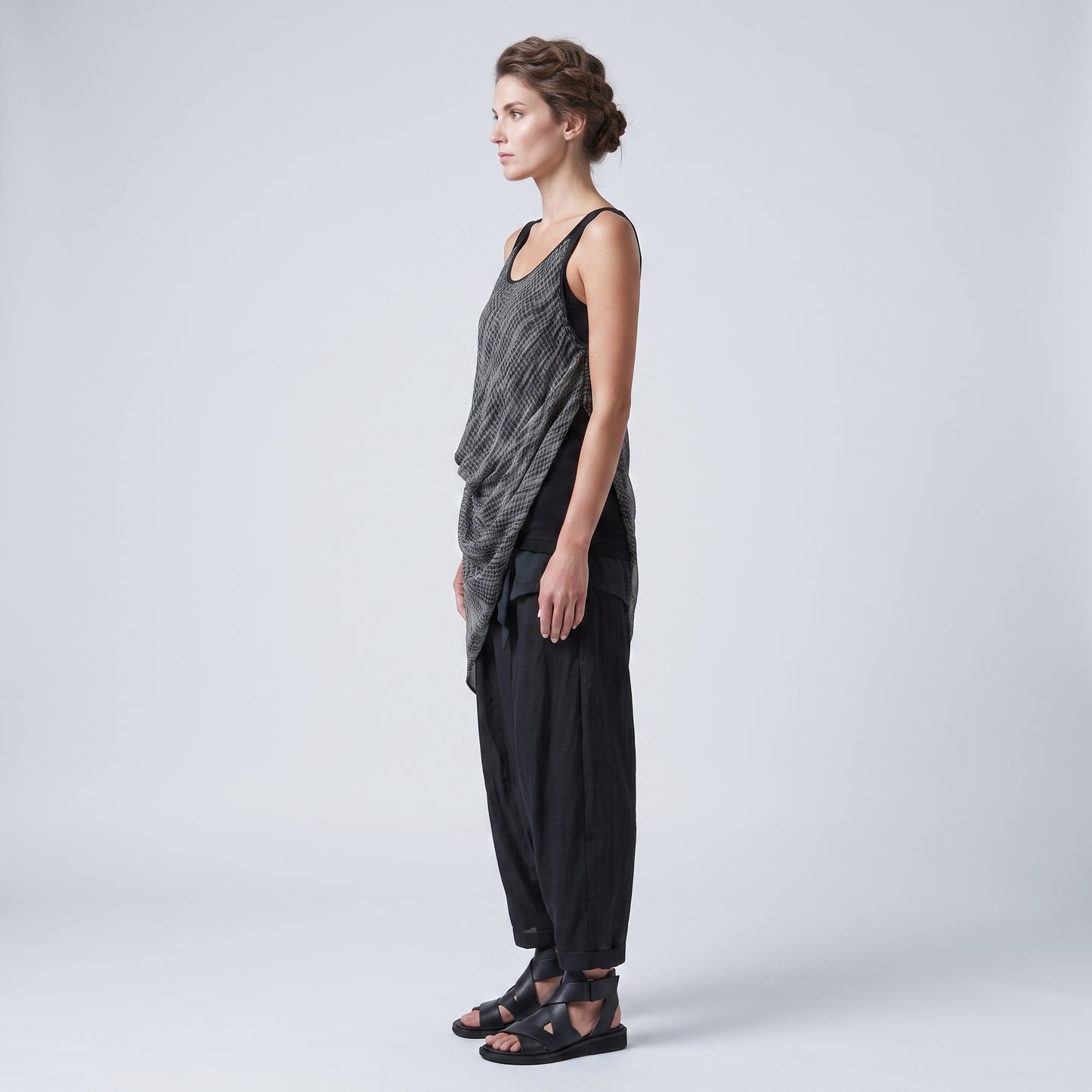 Draped Asymmetrical Overlay Tank Top
