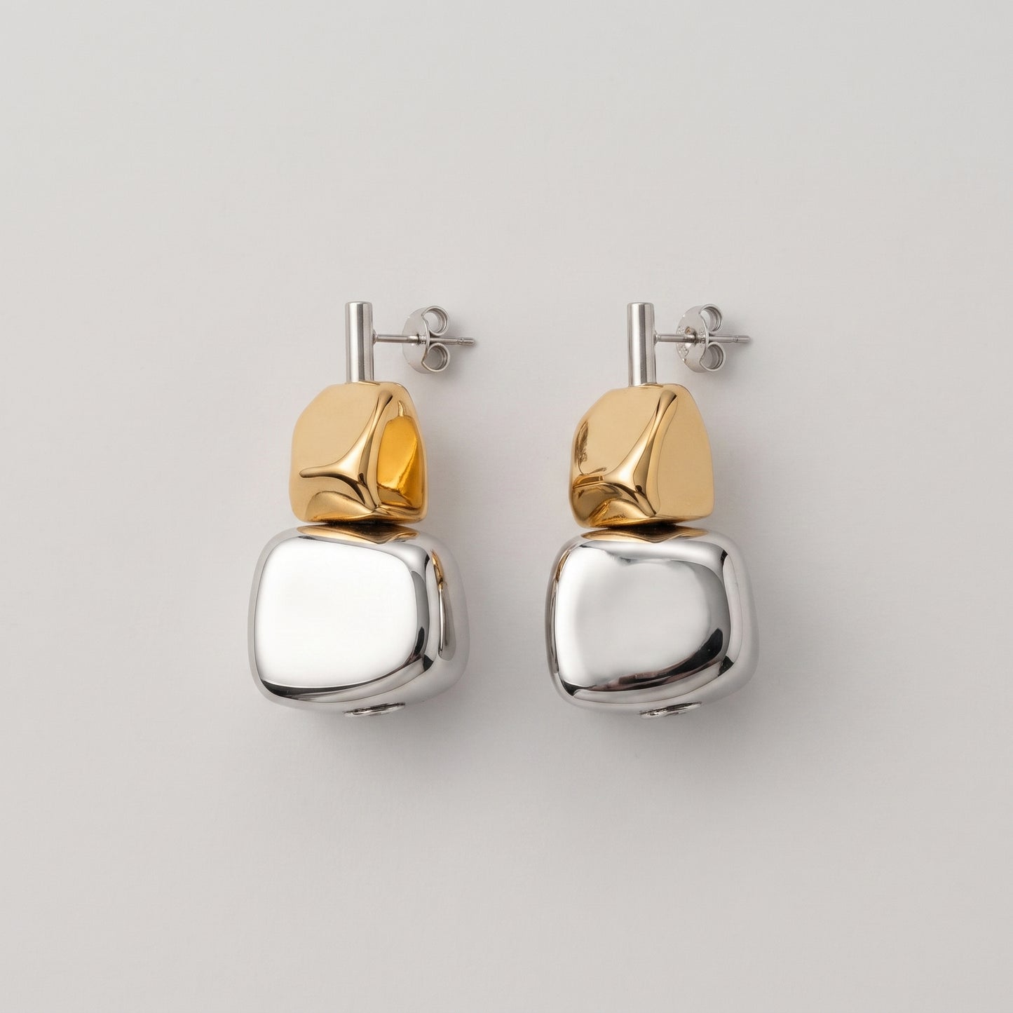Two-Tone Sculptural Drop Earrings
