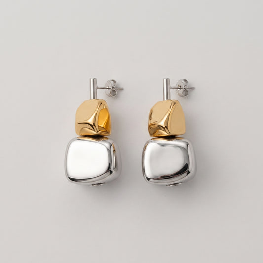 Two-Tone Sculptural Drop Earrings