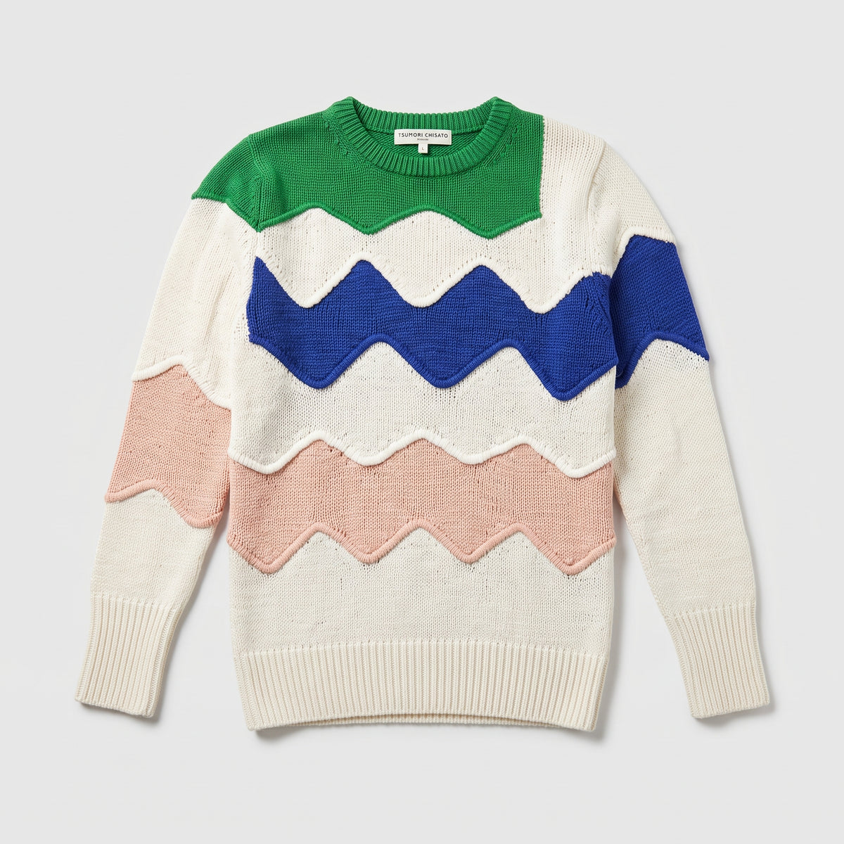 Colorblock Wave Pattern Knit Sweater