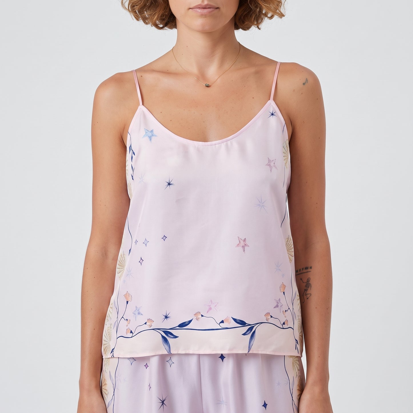 Celestial Print Silk Camisole