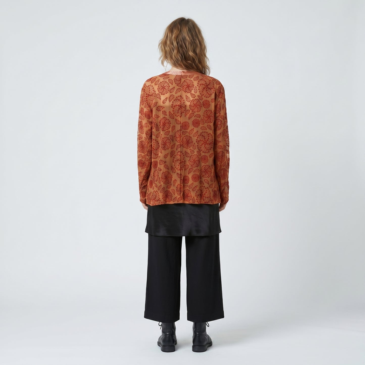 Floral Devoré Tie-Front Top