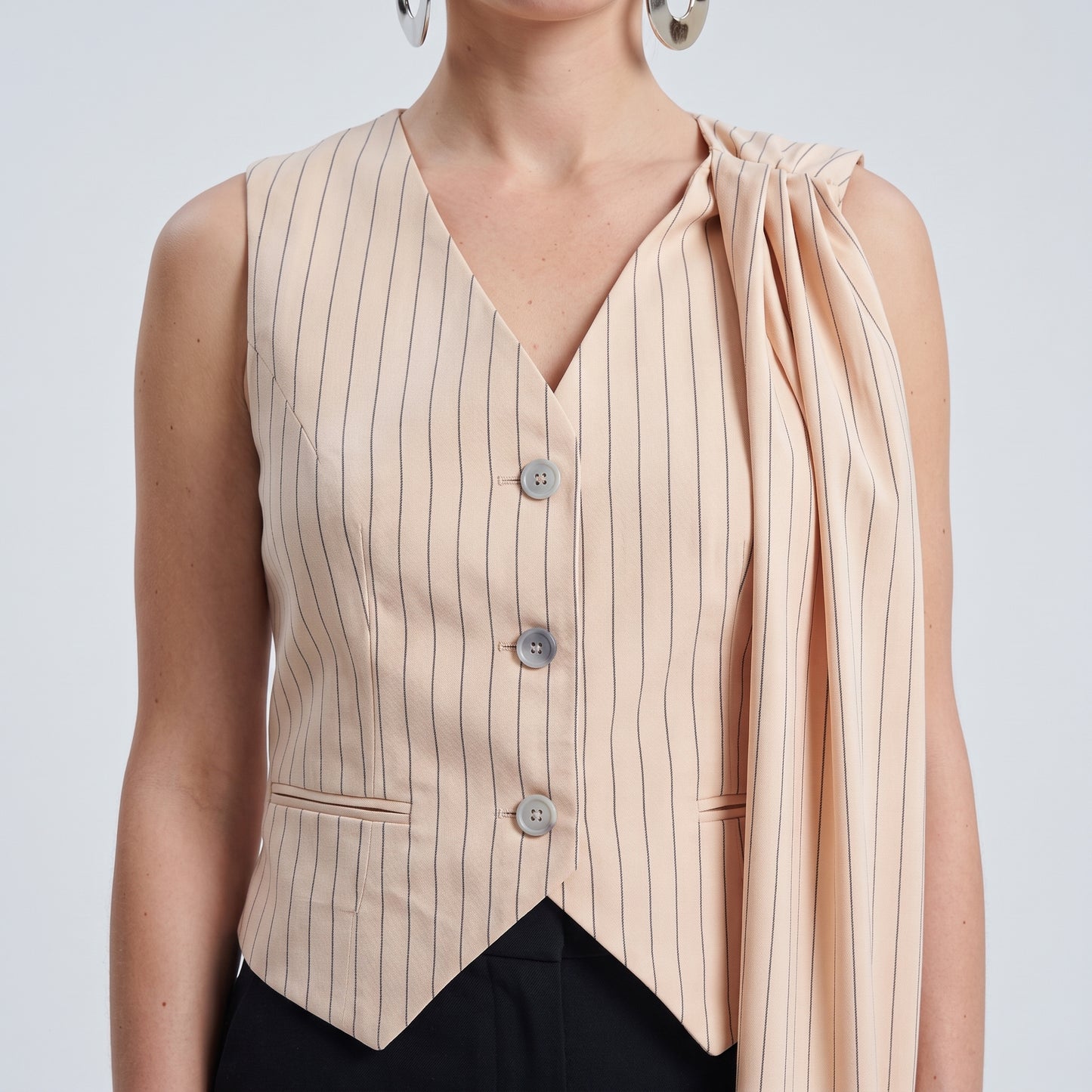 Tailored Striped Asymmetric Vest
