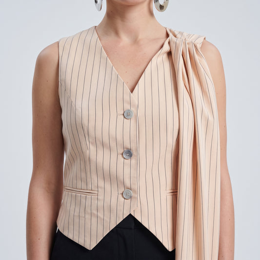 Tailored Striped Asymmetric Vest